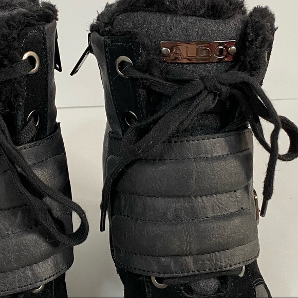 Aldo Wedge Heel Sneaker Bootie Black Size 8 - Picture 6 of 9
